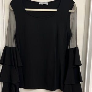 Elegant Black Ruffle Sleeve Blouse